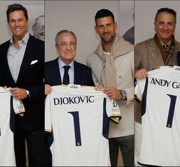 Tom Brady, Djokovic y Andy García recibieron una playera de parte de Florentino Pérez. FOTOS: Especiales
