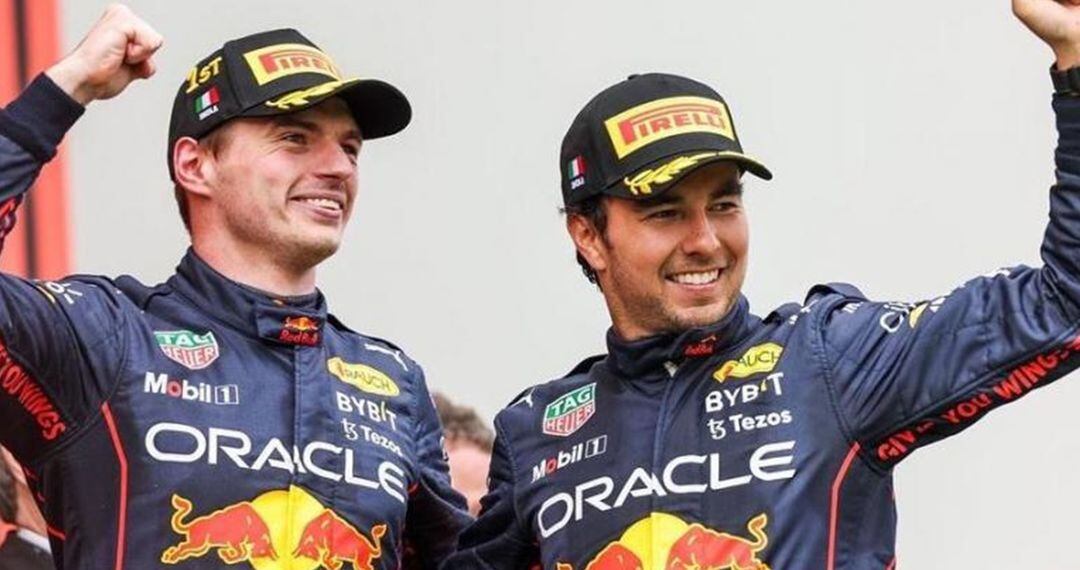 Max Verstappen y Sergio 'Checo 'Pérez en el podio / FOTO: EFE