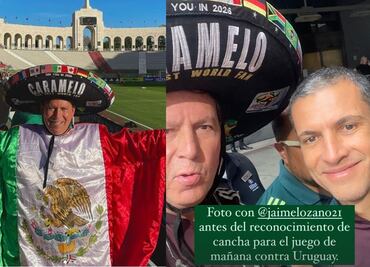 Caramelo presume una foto junto con Jaime Lozano, previo al duelo entre México y Uruguay