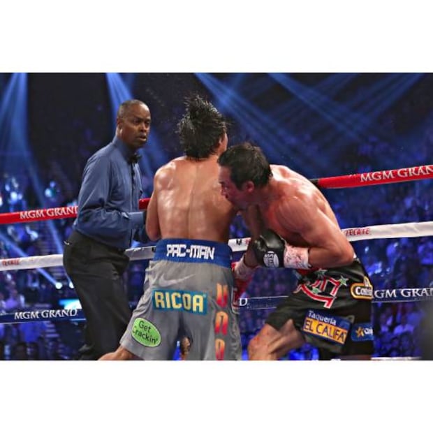 Juan Manuel Márquez mandó a la lona a Manny Pacquiao con un certero derechazo en 2012. Foto: Imago7