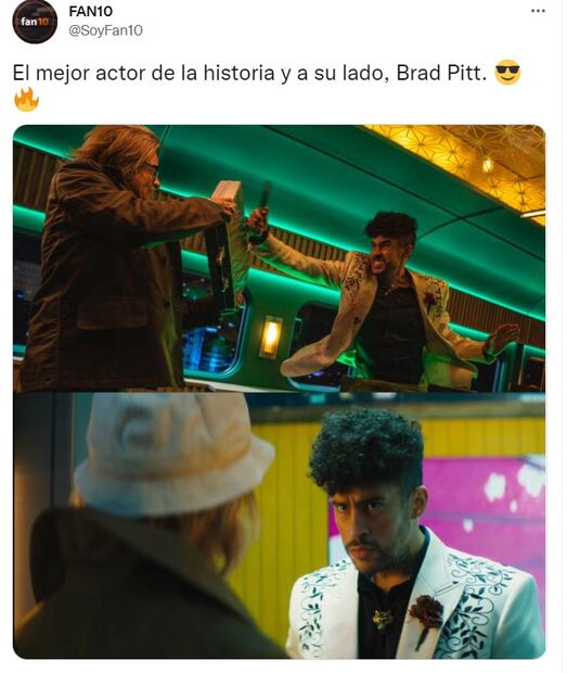 Brad Pitt y Bad Bunny se agarran a golpes en la película “Bullet Train”