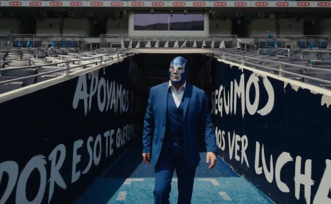 Blue Demon Jr. promocionó la sede de Monterrey para el Mundial de 2026. Foto: Especial