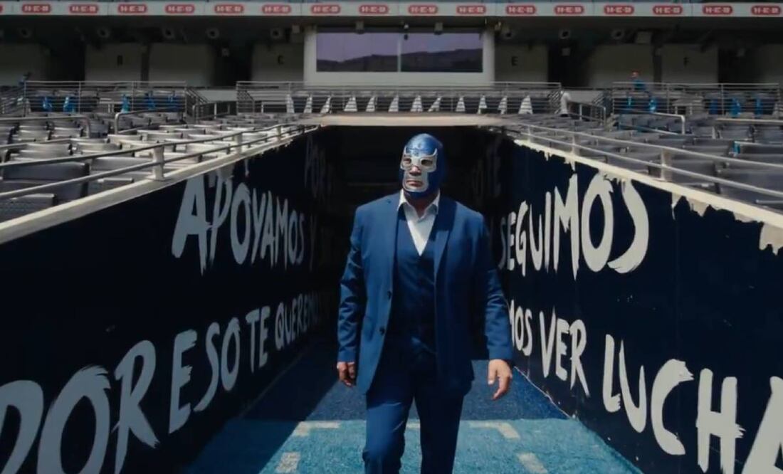 Blue Demon Jr. promocionó la sede de Monterrey para el Mundial de 2026. Foto: Especial