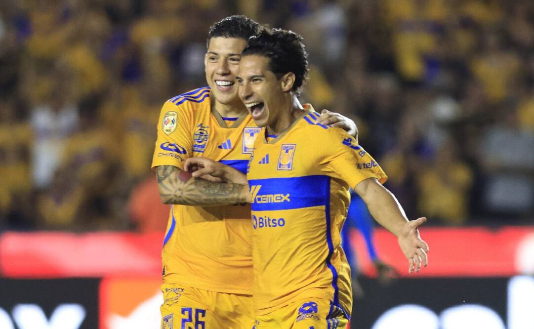 Diego Lainez festeja uno de sus goles con el cuadro de la UANL. Foto: Imago7