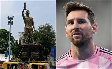 Estatua gigante de Lionel Messi será retirada en la India. FOTOS: AFP / AP