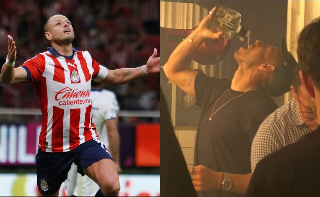 Javier Hernández toma tequila tras su gol ante el Puebla. FOTOS: Imago7 / @Gaspar_Sparco