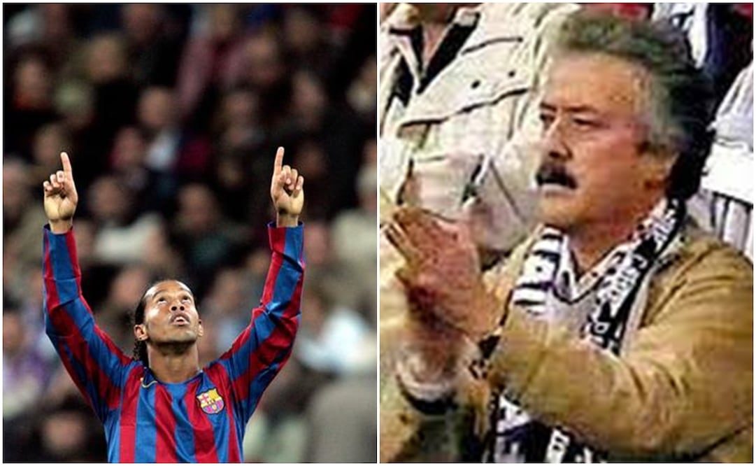 Ronaldinho festejando en el Bernabéu, mientras la gente le aplaude / FOTO: AFP y Captura