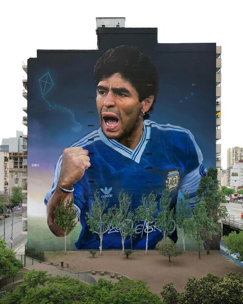 El imponente mural de Lionel Messi con la Selección Argentina. Fuente: Instagram @ronmuralist