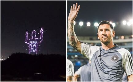 Drones proyectan figura de Lionel Messi en El Salvador durante amistoso del Inter de Miami