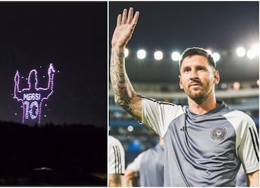 Drones proyectan figura de Lionel Messi en El Salvador durante amistoso del Inter de Miami