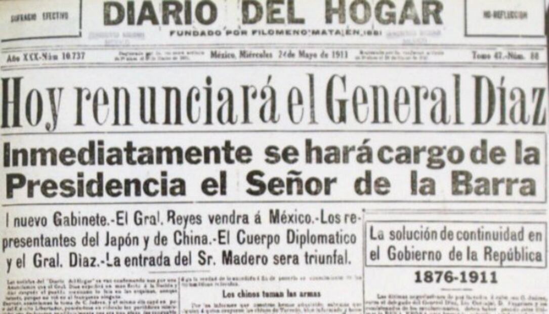 El día que Porfirio Díaz renunció a la presidencia de México