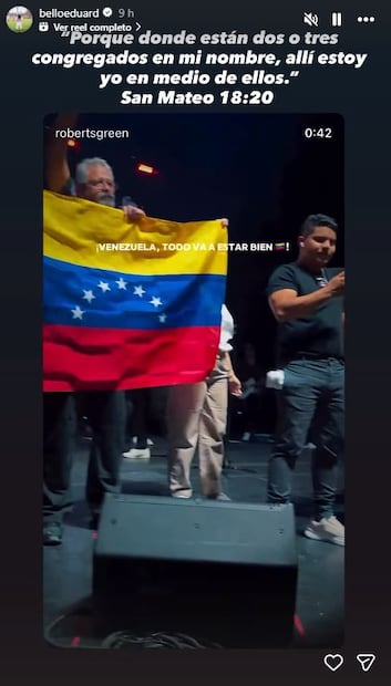 Historia de Eduard Bello en Instagram, tras la captura del presidente Nicolás Maduro - Foto: @belloeduard en Instagram