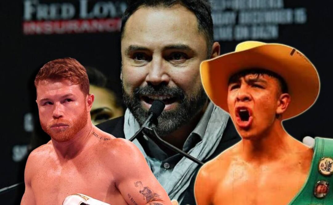 Saúl 'Canelo' Álvarez, Jaime Munguía y Óscar de la Hoya / FOTOS: AFP, Instagram @jaimemunguiaoficial y Especial