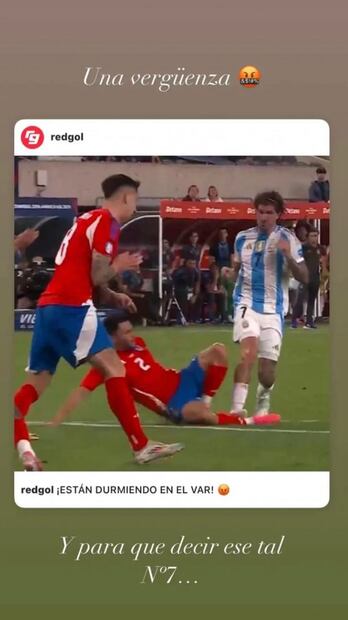 Rodrigo De Paul sufrió las críticas de la esposa de Gabriel Suazo. Fuente: Instagram @gabrielarojasm_