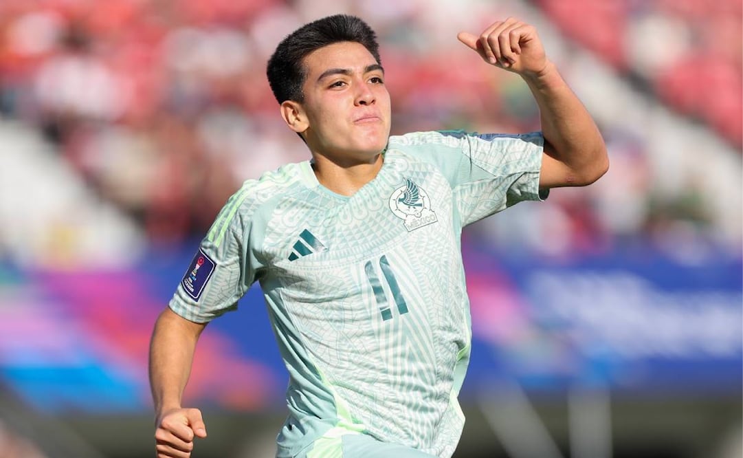 Gilberto Mora festeja el gol del empate ante España en el Mundial Sub-20. Foto: @miseleccionsubs