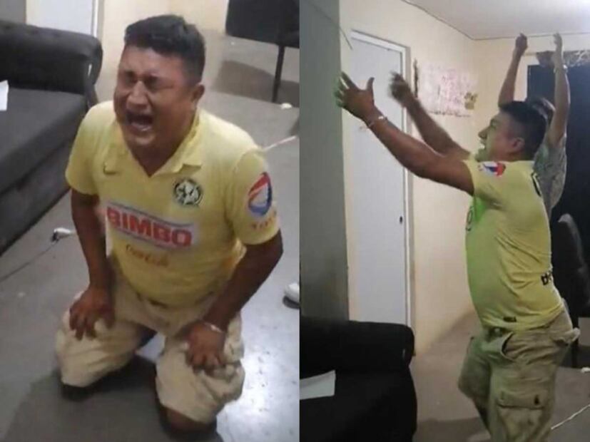 Aficionado de América llorando por eliminación ante Chivas