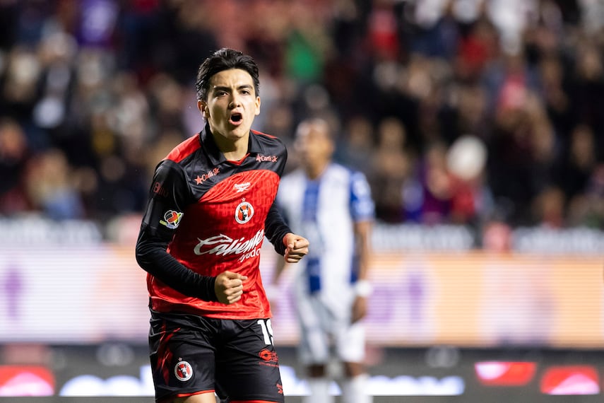 Gilberto Mora en festejo de gol, durante la fase regular del torneo Clausura 2026 con los Xolos de Tijuana - Foto: Imago7