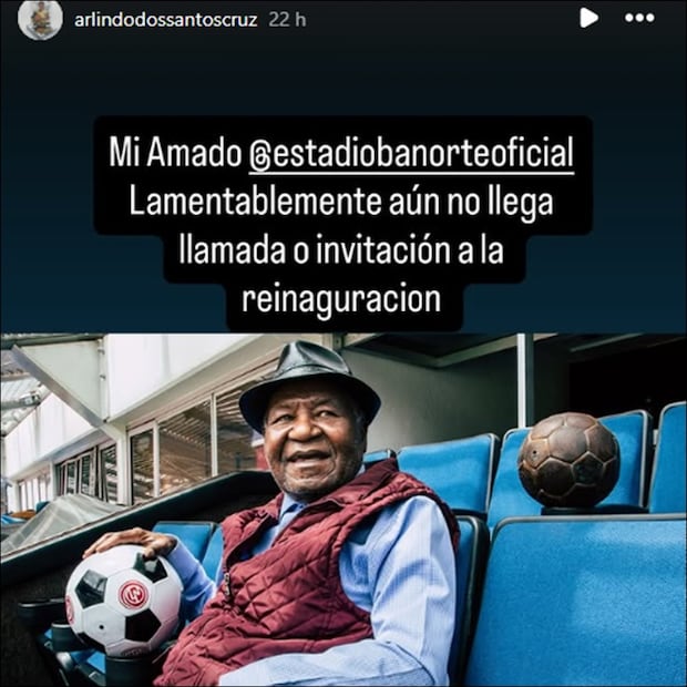 Arlindo dos Santos lamentó que no le haya llegado aún la invitación a la reinauguración del Estadio Azteca. FOTO: @arlindodossantoscruz