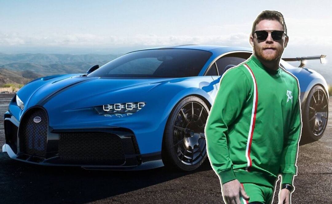 Canelo Álvarez llegó al a conferencia de prensa para su pelea ante Jaime Munguía en un Bugatti Chiron. Foto: Especial