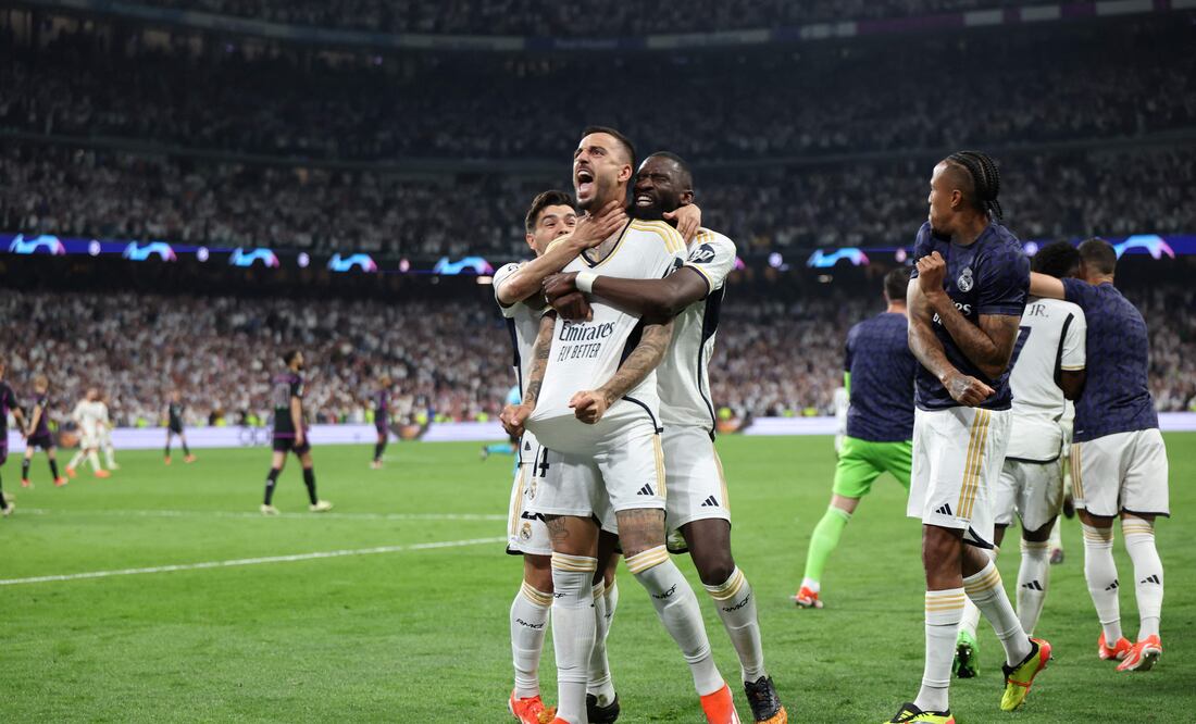 Joselu en festejo, durante la semifinal de la Champions League - Foto: AFP