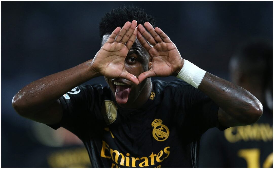 Vinicius festejando ante Napoli en CL / FOTO: AFP