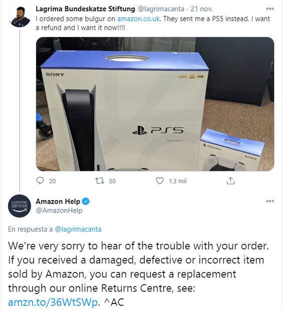Compran un PlayStation 5 por Amazon y reciben comida para perro
