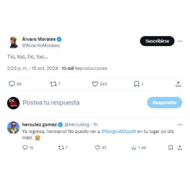 Hércules Gómez respondió a un comentario de Álvaro Morales donde pide que ya no salga más Sergio Dipp en un programa de ESPN. Foto: Especial