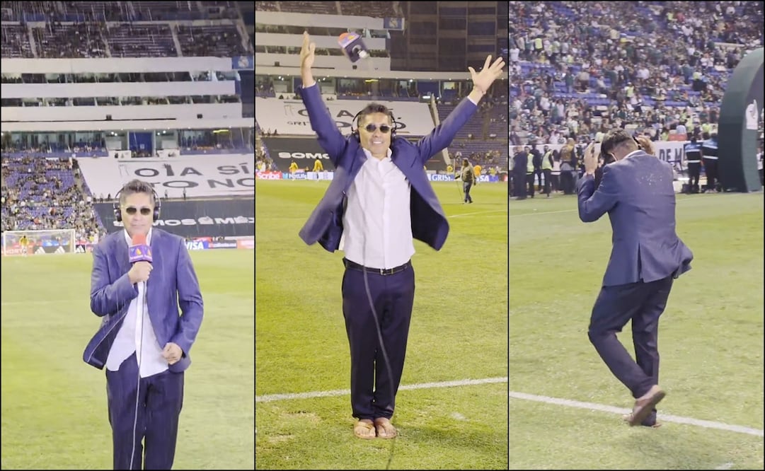 Jorge Campos fue bañado por el mantenimiento del Estadio Cuauhtémoc. FOTO: Capturas