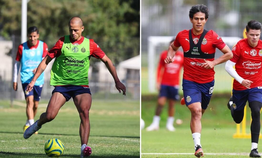 Chicharito Hernández y JJ Macías estarán en la banca de Chivas contra los Pumas. Foto: Especial