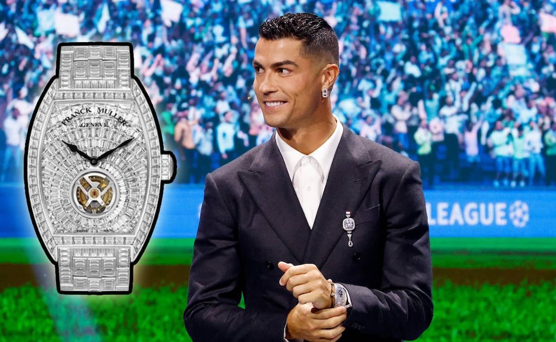 Cristiano Ronaldo usó reloj Cintrée Curvex Tourbillon de Franck Muller de 600 diamantes baguette. Foto: @Cristiano