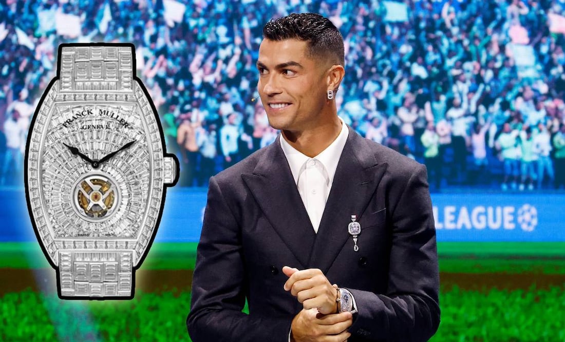 Cristiano Ronaldo usó reloj Cintrée Curvex Tourbillon de Franck Muller de 600 diamantes baguette. Foto: @Cristiano