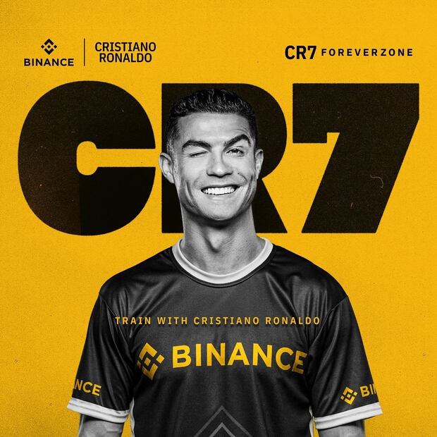 Cristiano Ronaldo afronta una demanda millonaria. Fuente: Instagram @binance
