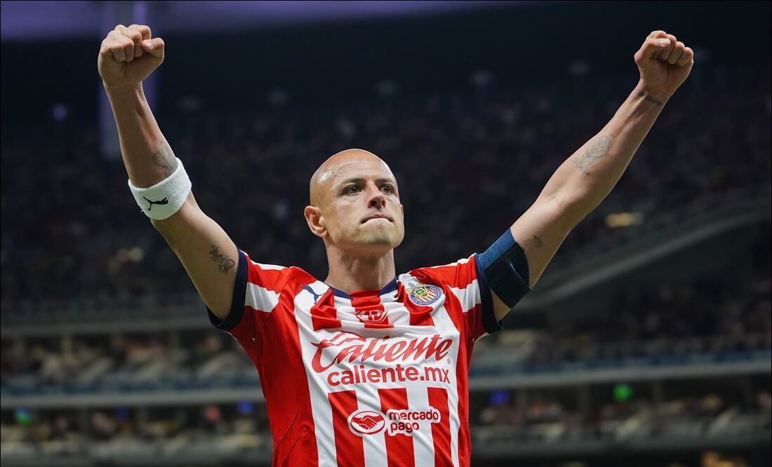 Javier Hernández celebra tras concluir el juego de Ida de Octavos de Final de la Copa de Campeones de Concacaf ante América. FOTO: Imago7