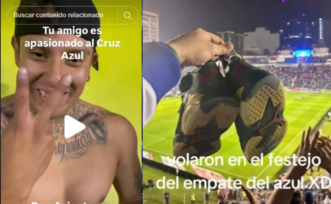 El aficionado aventó sus tenis y otros seguidores de la Máquina lo ayudaron a encontrarlos. Foto: Especial.