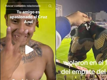 Cruz Azul consigue el empate ante Tigres y un aficionado aventó sus tenis en el festejo