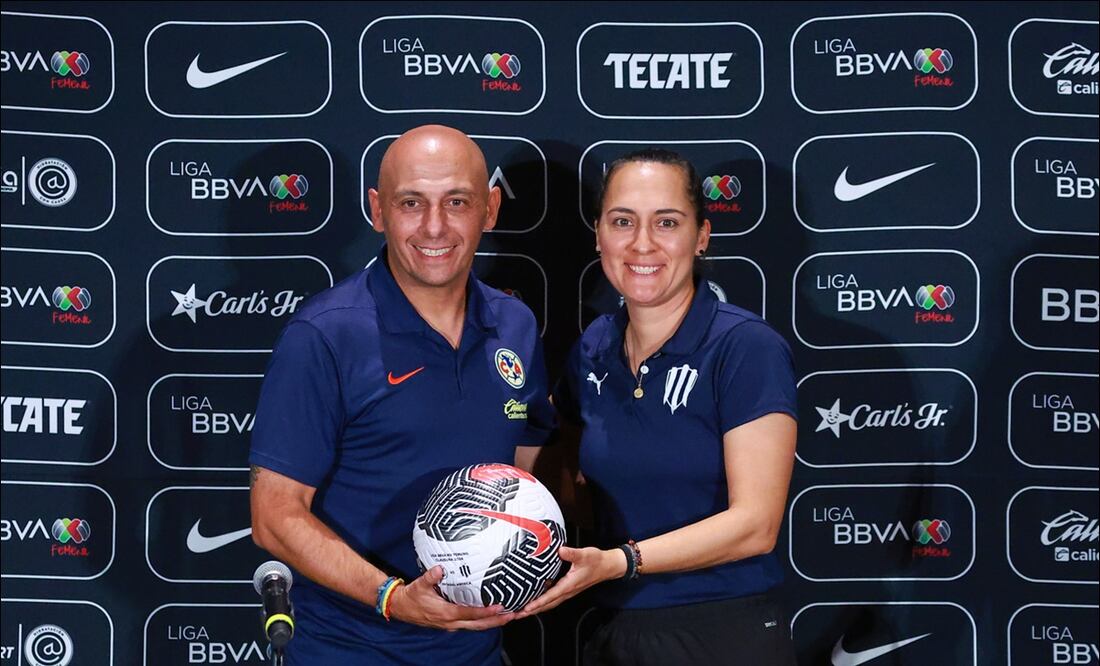 Ángel Villacampa y Amelia Valverde en el Día de Medios de la Liga MX Femenil - Foto: Imago7