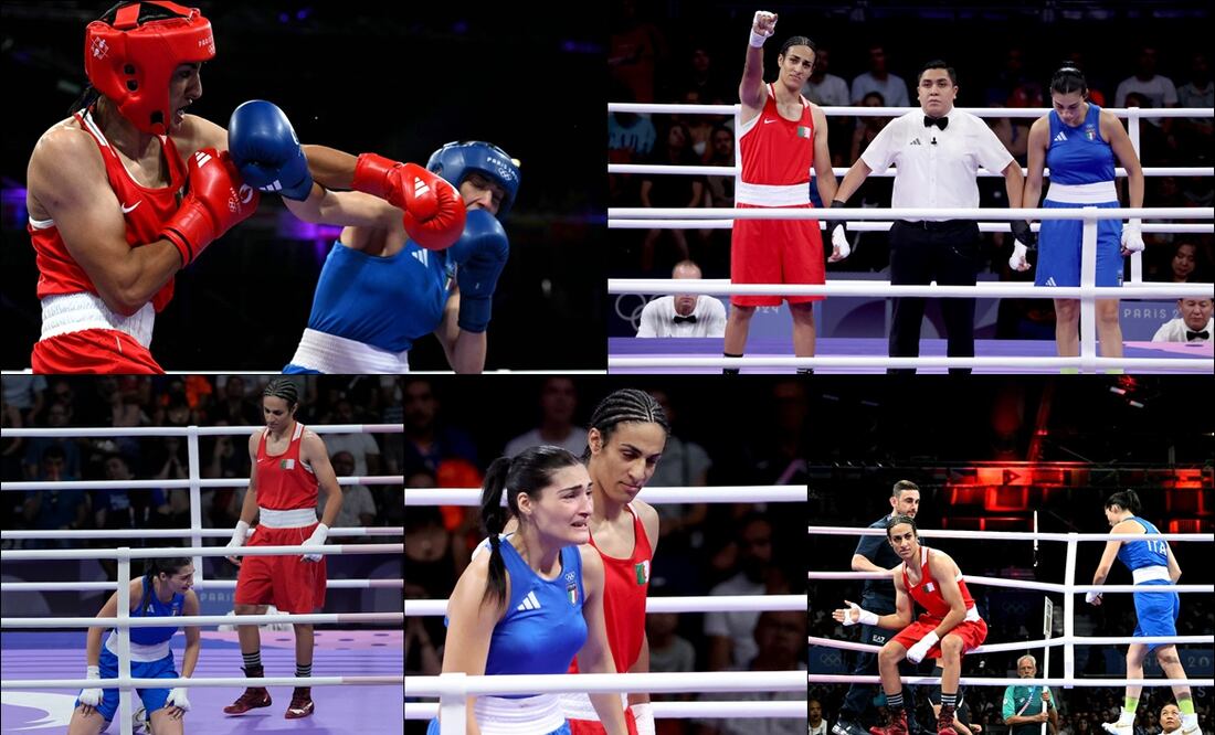La boxeadora argelina Imane Khelif, cuya presencia en los Juegos levantó controversia tras fallar una prueba de género en 2023, venció a la italiana Angela Carini. FOTOS: Agencias