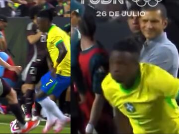 Jaime Lozano lanzó una épica sonrisa ante el túnel del brasileño Vinícius Jr. sobre Israel Reyes