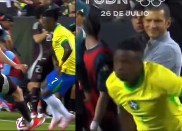 Jaime Lozano lanzó una épica sonrisa ante el túnel del brasileño Vinícius Jr. sobre Israel Reyes