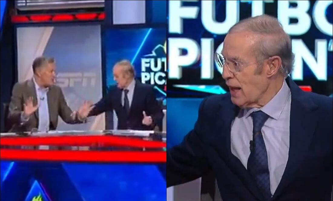 José Ramón Fernández 'jalonea' el brazo de Ricardo Peláez. FOTO: Captura