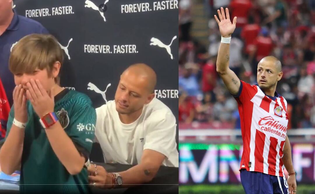 El pequeño aficionado de las Chivas lloró cuando conoció al Chicharito Hernández: Foto: Especial