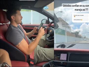 Alan Mozo fue captado conduciendo soltando el volante y respondiendo en su celular