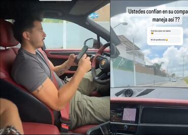Alan Mozo fue captado conduciendo soltando el volante y respondiendo en su celular