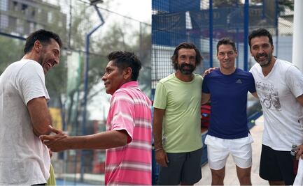 Jorge Campos juega al pádel con Gianluigi Buffon y Andrea Pirlo, previo al Juego de Leyendas en Monterrey