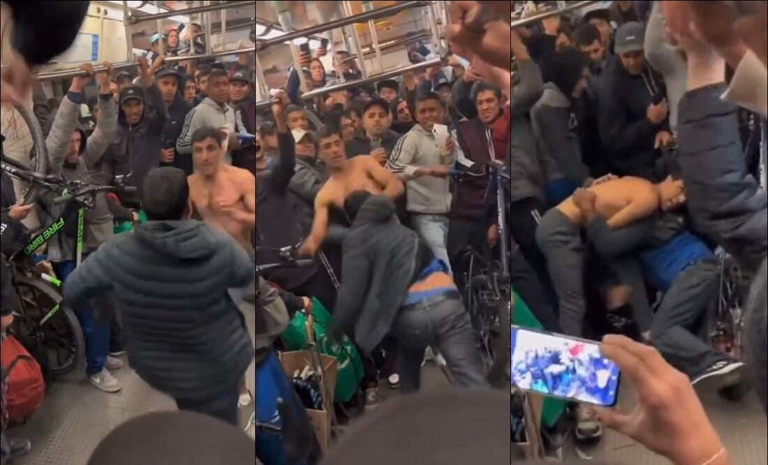 Dos usuarios del metro resolvieron sus diferencias a golpes. FOTO: Capturas