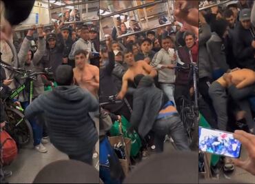 Usuarios del transporte público pierden el control y se agarran a golpes frente a varios pasajeros