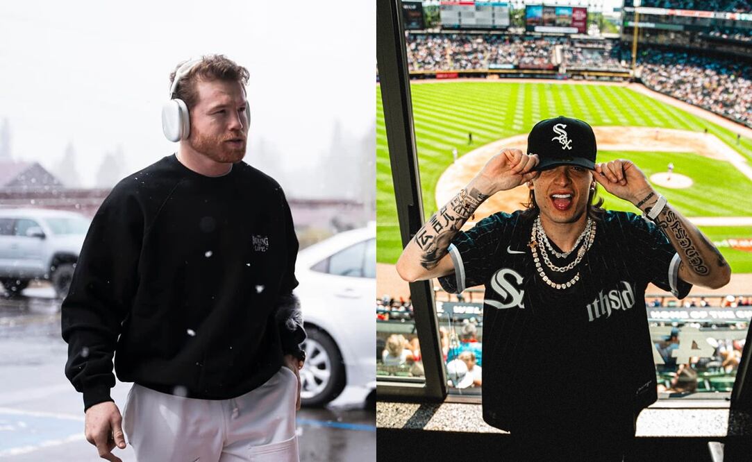 Canelo Álvarez llegando a su gimnasio y Peso Pluma en un estadio de béisbol en Chicago / FOTOS: Especiales