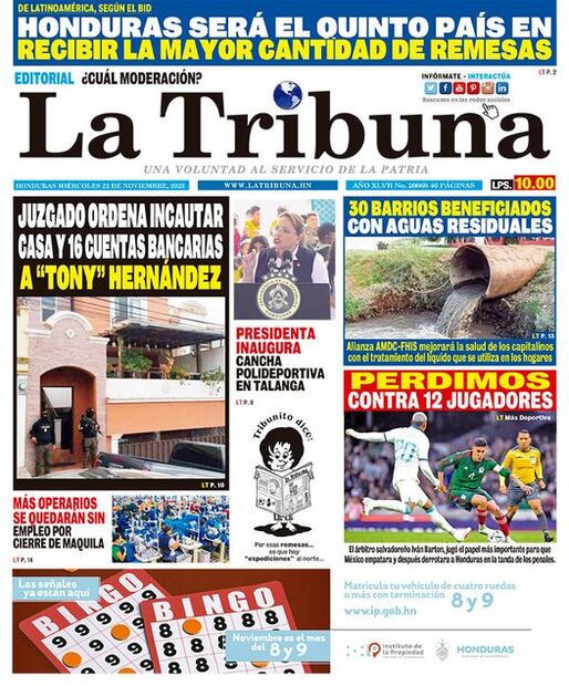 Las portadas hondureñas señalaron que el resultado en el Azteca fue un robo.