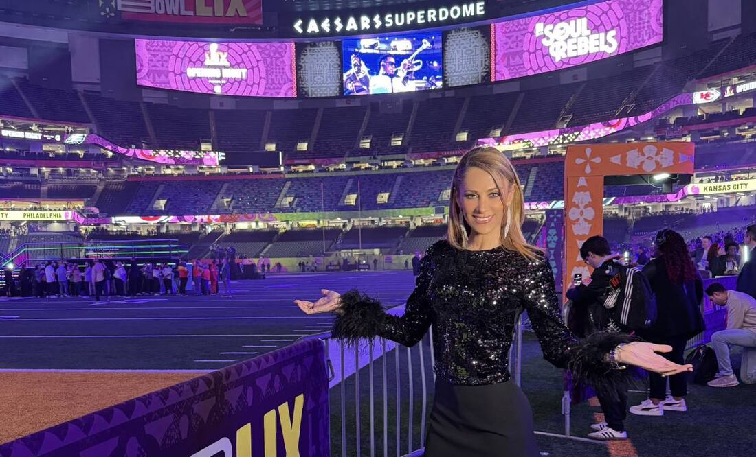 Inés Sainz ya está en el Caesars Superdome, sede el juego entre Kansas City Chiefs vs Philadelphia Eagles. Foto: Especial