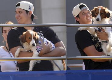 Shohei Ohtani protagoniza un emotivo momento con su famoso perrito, Decoy, en el desfile de los Dodgers
